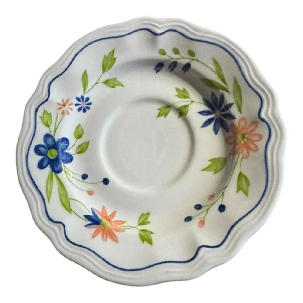 VINTAGE SEARS ROEBUCK COUNTRY FRENCH IRONSTONE SET of THREE SAUCERS‎